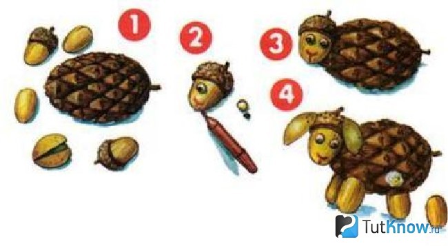 Барашки из шишек и желудей Барашки из шишек и желудей