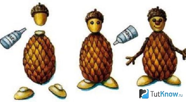 Лесовик из шишки и желудей Лесовик из шишки и желудей