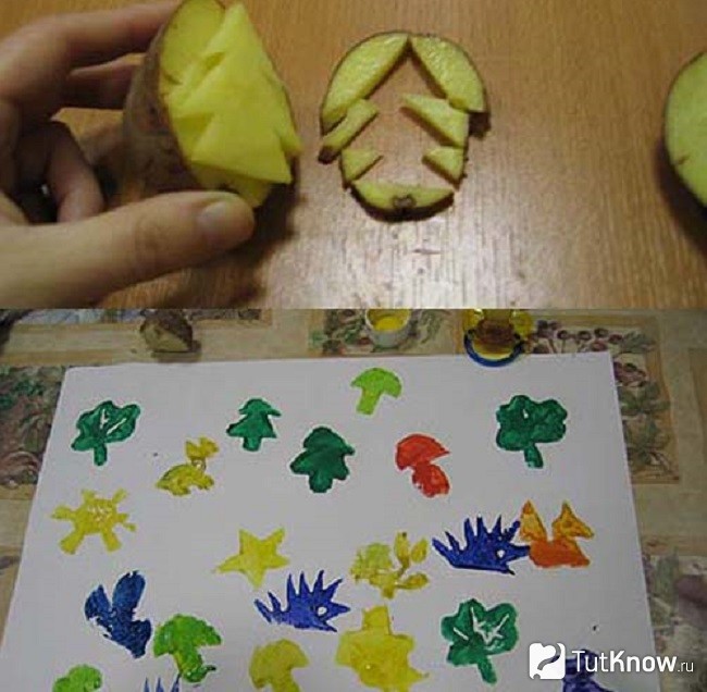 Штамп елочка из картошки Штамп елочка из картошки