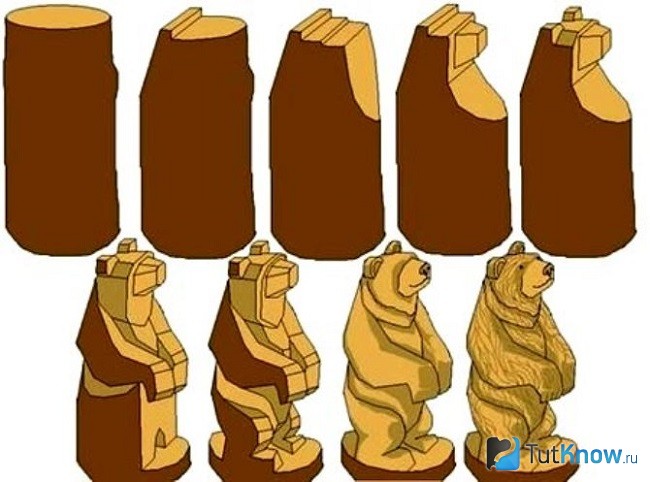 Пошаговое вырезание медведя