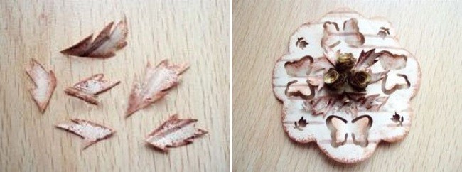 Листики и цветы из берёзовой коры