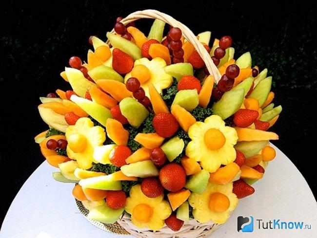 Новогодняя корзинка с фруктами