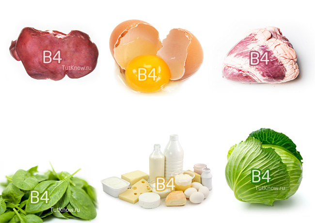 В каких продуктах содержится витамин В4: