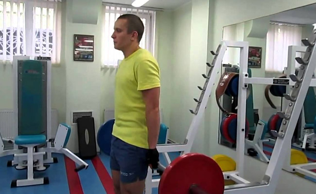 Шраги со штангой за спиной