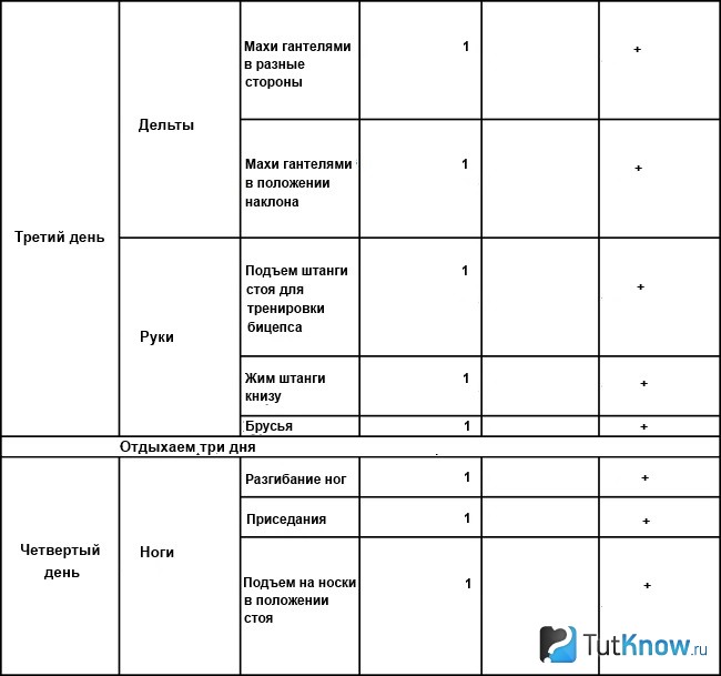 Таблица тренировок по Ментцеру 2