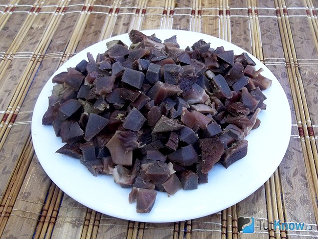 Желудки и сердечки нарезаны