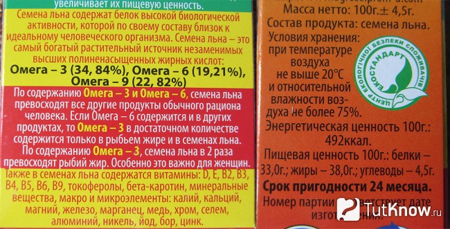 Состав и калорийность семян льна