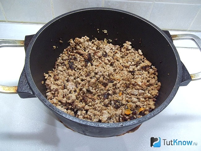 Мясной фарш обжарен