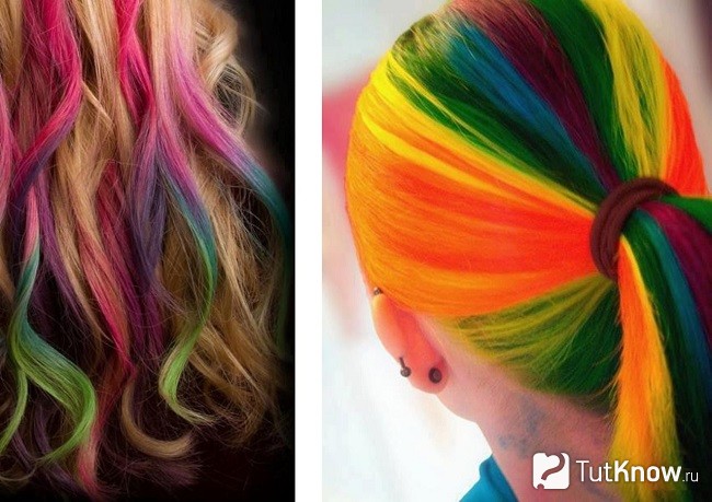 Волосы, окрашенные разноцветными мелками