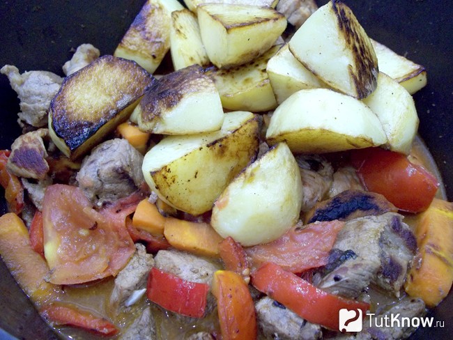 К продуктам добавлен обжареный картофель