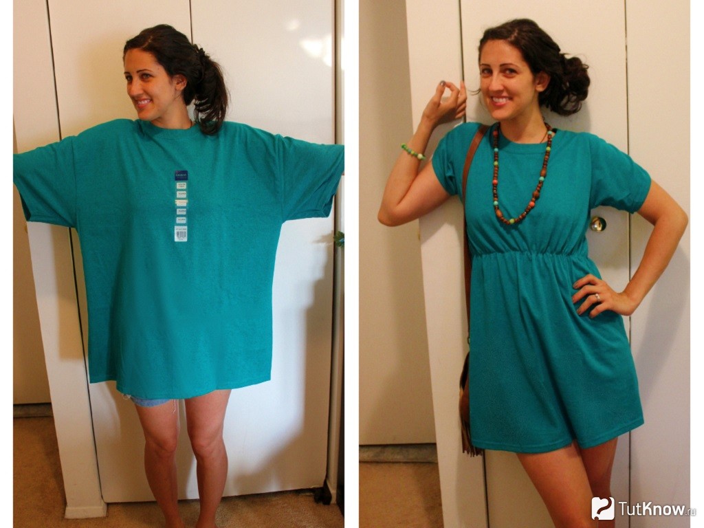 Видеоурок: три разных платья из одной большой футболки