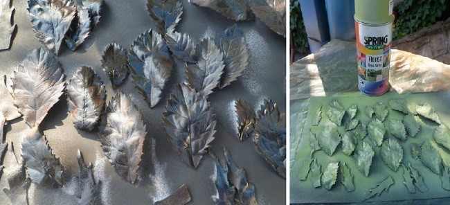 Вскрытие листиков розы для коллажа аэрозолем