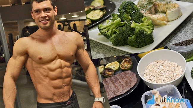 Рельефный спортсмен и продукты