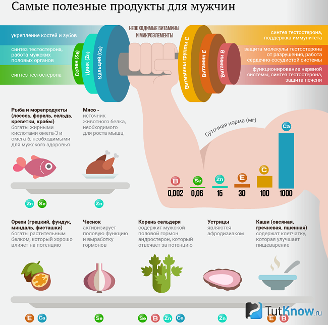 Инфографика о продуктах, повышающих тестостерон