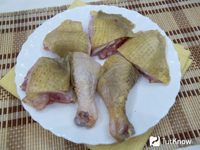 Курица нарезана