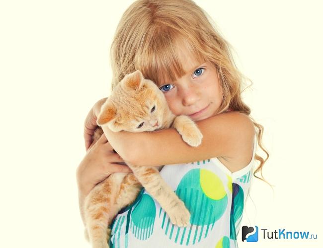 Общение ребенка с кошкой