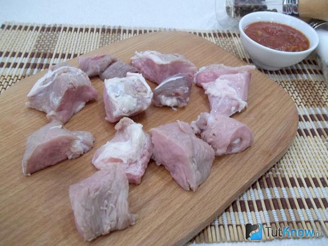 Мясо нарезано