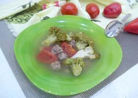 Диетический суп с брокколи и помидорами