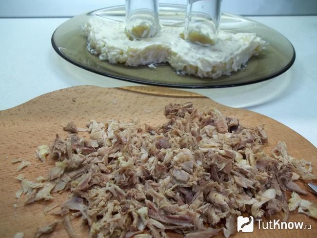 Мясо нарезано