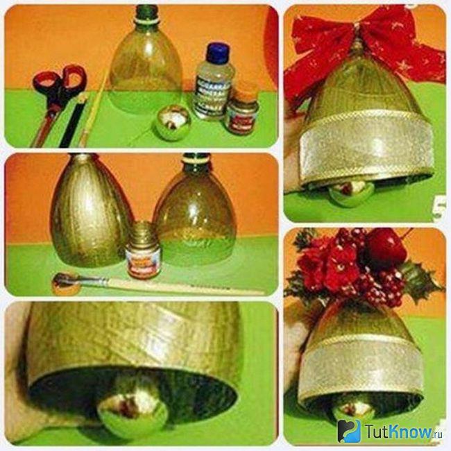 Новогодний колокольчик из пластиковой бутылки