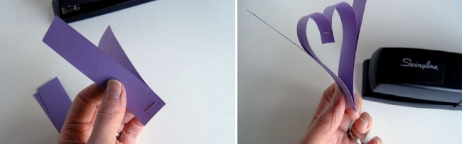 фиолетовое бумажное сердечко