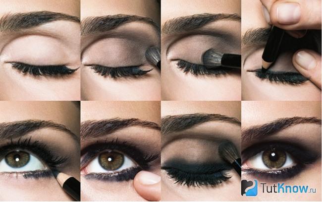 Процесс нанесения Smoky eyes со стрелками