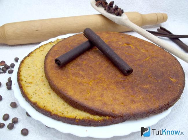 Готовые коржи для торта из манки и тыквы