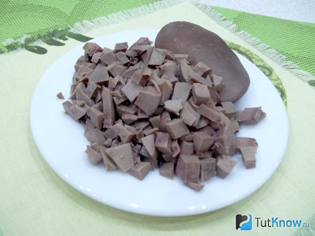 Почки отварены и нарезаны