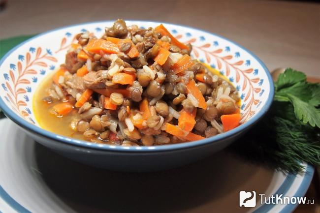 Чечевица с мясом по-европейски