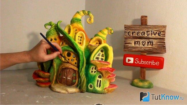 Финальные штрихи для домика-светильника