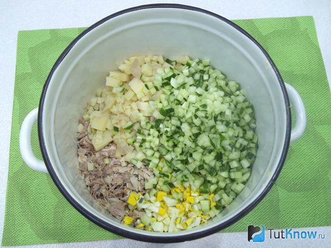 окрошка с отварной курицей. 1521281370 5. окрошка с отварной курицей фото. окрошка с отварной курицей-1521281370 5. картинка окрошка с отварной курицей. картинка 1521281370 5. Перед вами несложный рецепт мясной окрошки на кефире. Этот летний суп прекрасно усваивается, насыщает организм и одновременно охлаждает в жаркое время. Кисломолочный продукт делает это блюдо не только сытным и вкусным, но и полезным.