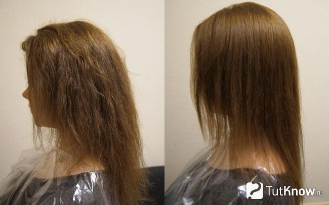 Пример эффекта от использования ботокса для волос