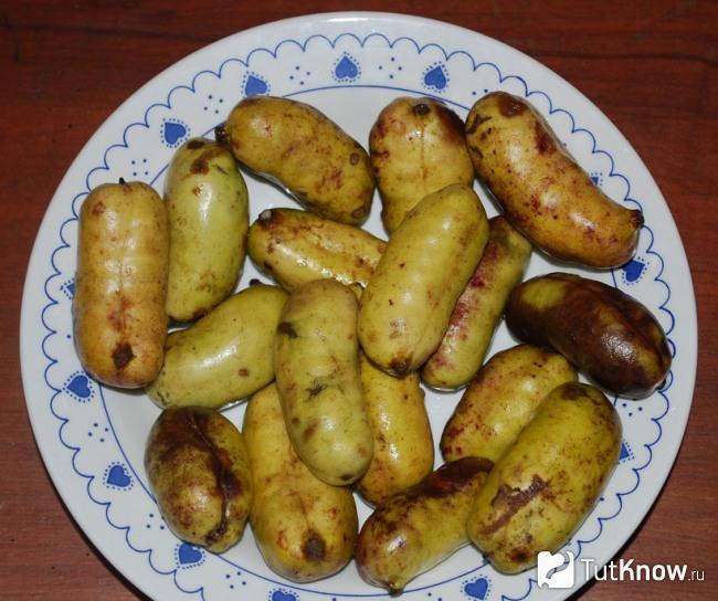 Плоды лардизабалы на тарелке
