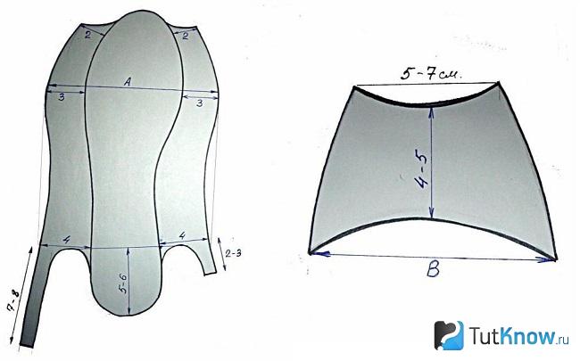 Схема выкройки для создания летних шлёпанец