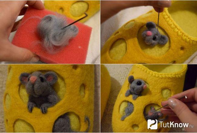 Создание мышек из шерсти