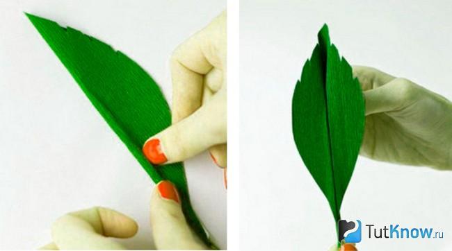 Создание листочка из зелёной бумаги