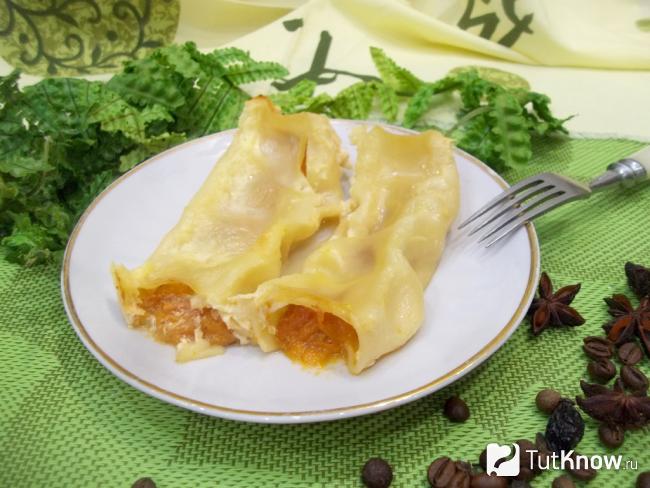 Готовые каннеллони с абрикосами