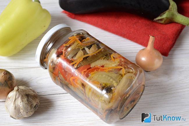 Баклажаны по-корейски на зиму закатаны в банке