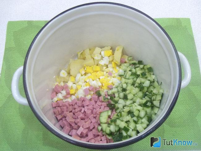 Огурцы нарезанв кубиками