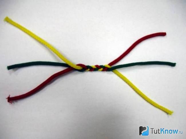 Сплетение нескольких разноцветных верёвок