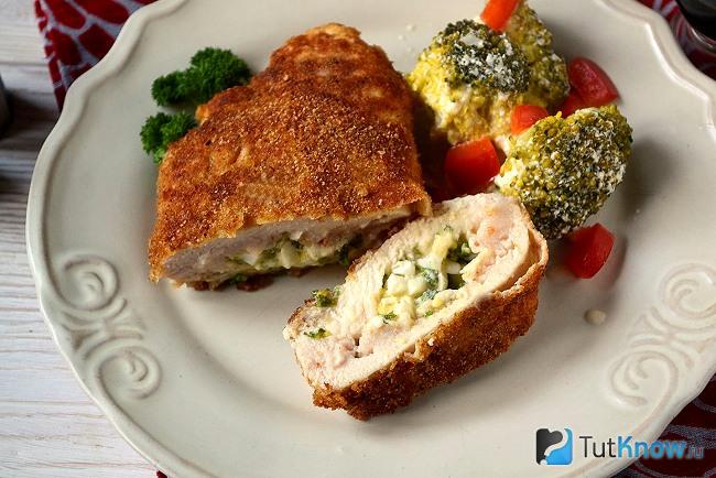Куриные отбивные с начинкой из яйца и зелени