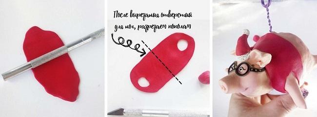 Делаем красную кофточку для свинки