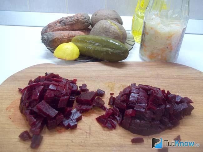Свекла нарезана кубиками