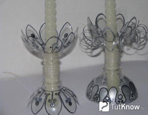 Подсвечники из обычной пластиковой бутылки