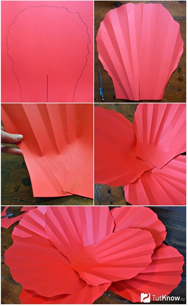 Вырезаем заготовки из розовой бумаги