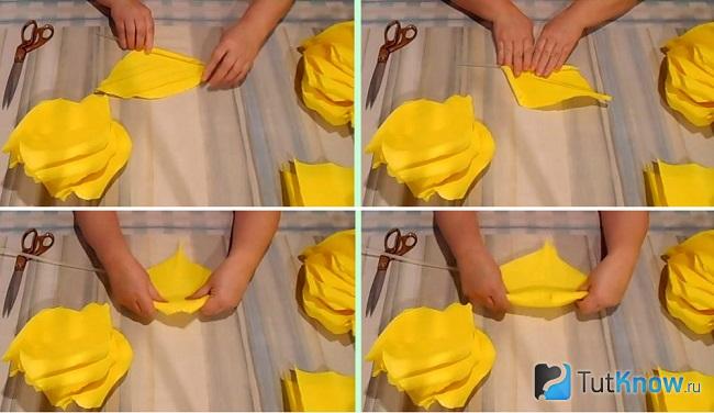 Инструкция по созданию цветов из желтой бумаги