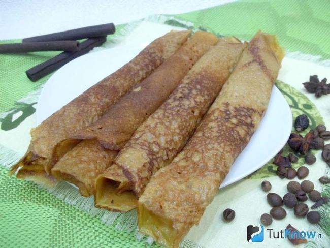 Готовые кофейные блинчики с манкой и мукой