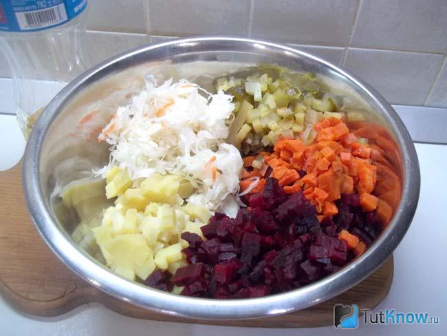Продукты сложены в миску
