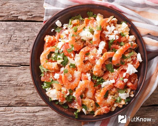 Саганаки с креветками