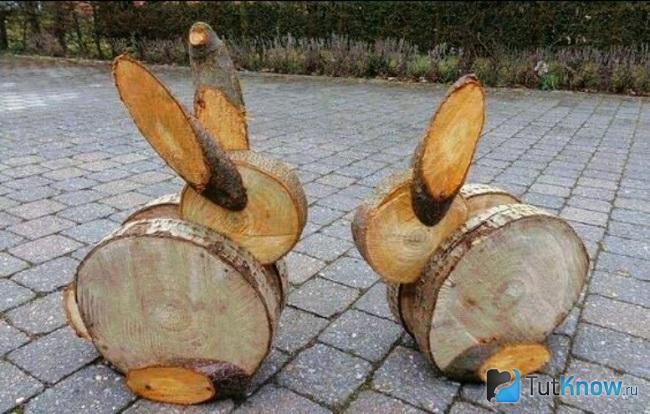 Зайчики из дерева